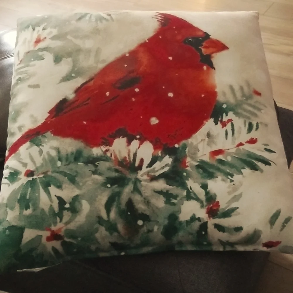 VIntage Red Cardinal Accent Pillow